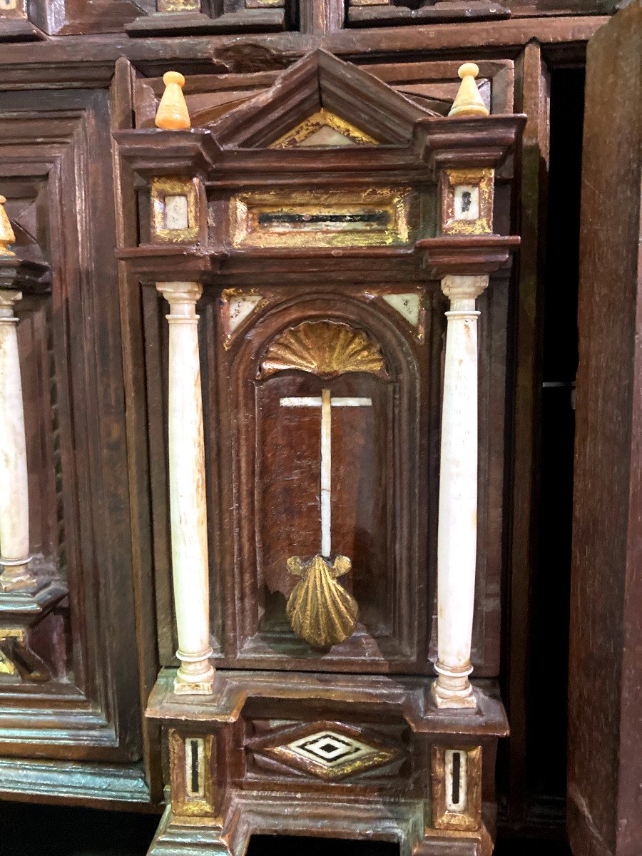 Cabinet Called "bargueno" In Walnut With Column Decoration - Spain 18th Century -photo-2