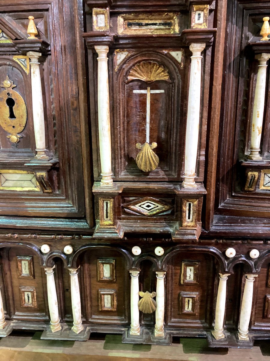 Cabinet Called "bargueno" In Walnut With Column Decoration - Spain 18th Century -photo-3