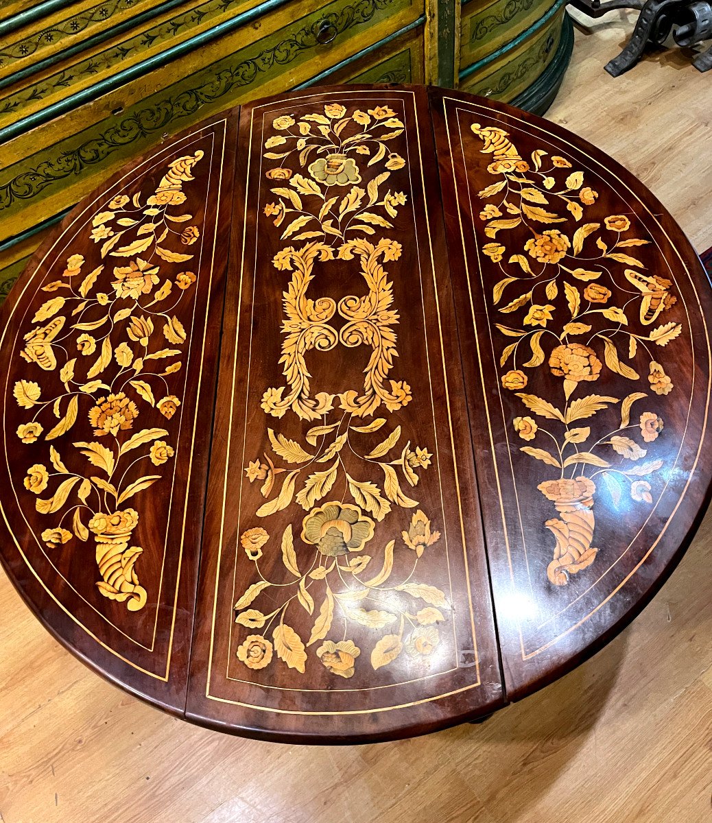 Hallandaise Gateleg Table In Veneered Wood - 19th Century.-photo-2