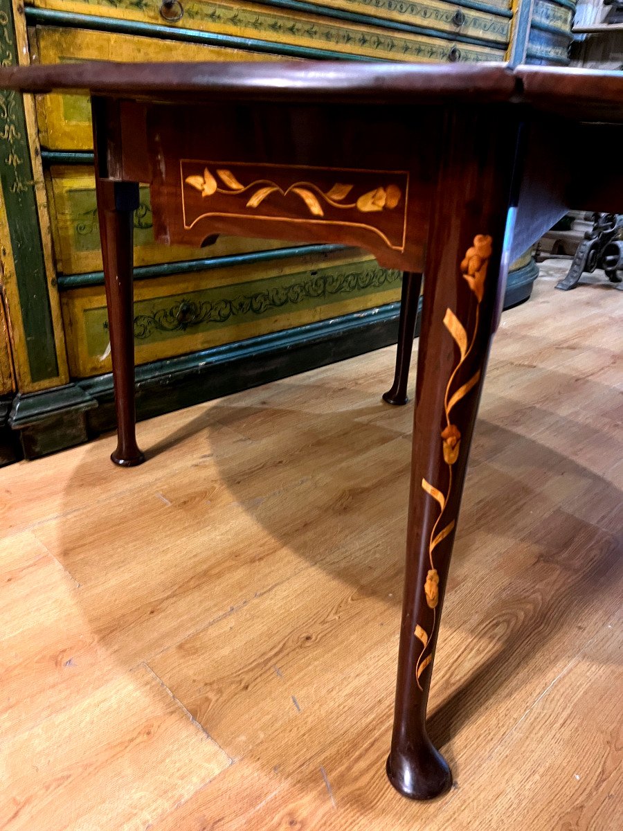 Hallandaise Gateleg Table In Veneered Wood - 19th Century.-photo-3