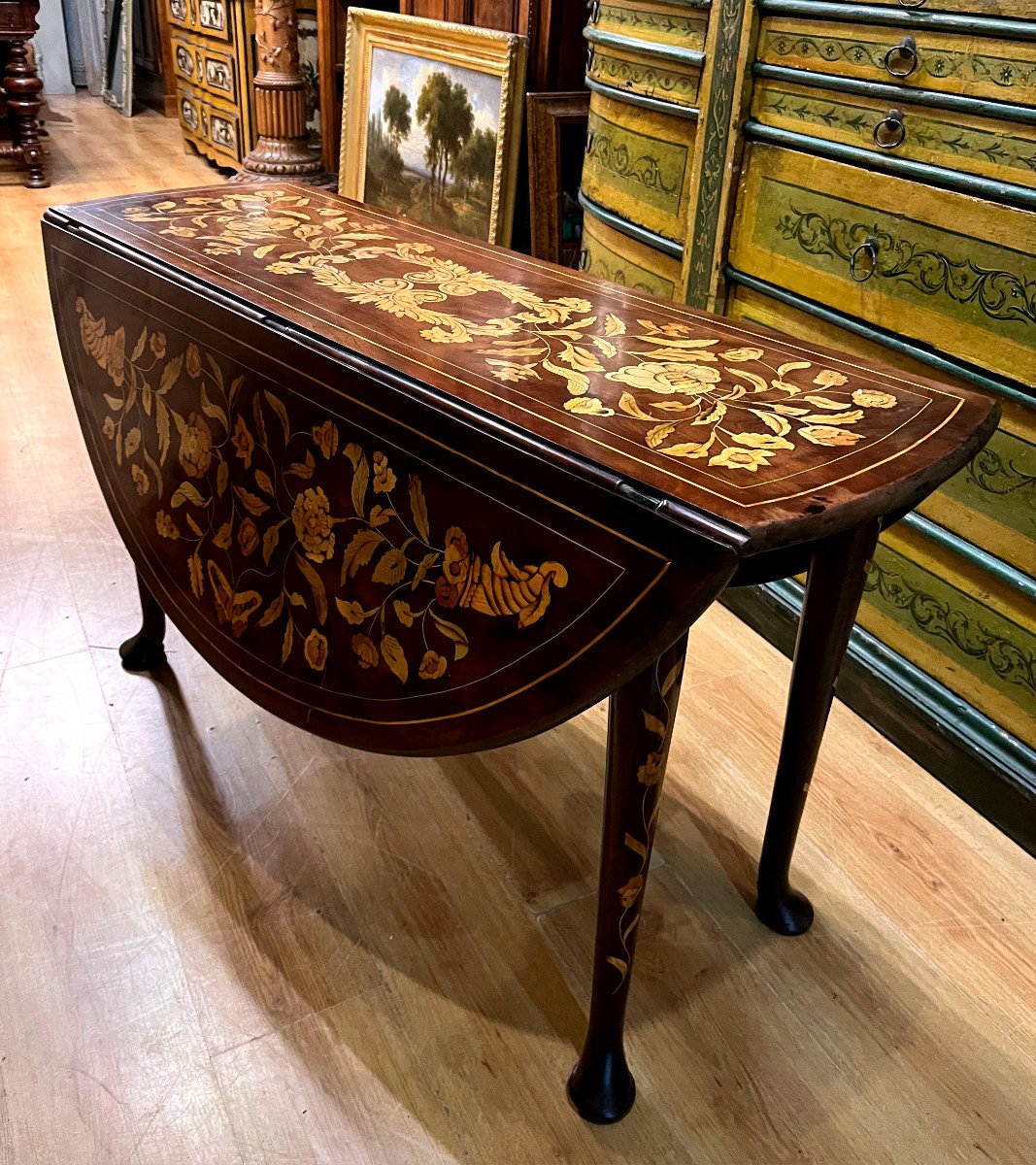 Hallandaise Gateleg Table In Veneered Wood - 19th Century.-photo-4