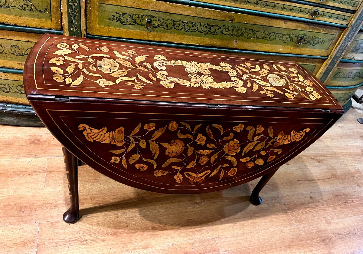 Hallandaise Gateleg Table In Veneered Wood - 19th Century.-photo-2