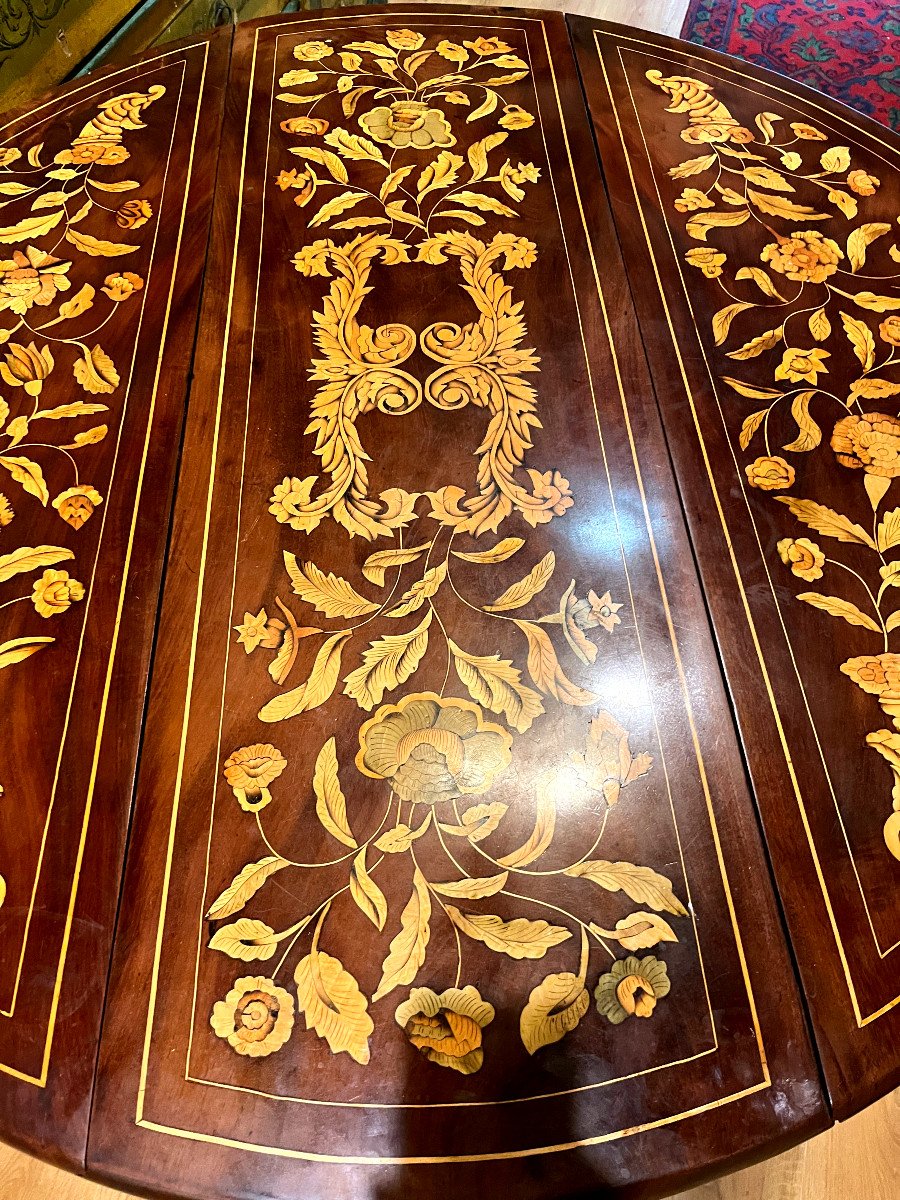 Hallandaise Gateleg Table In Veneered Wood - 19th Century.-photo-3