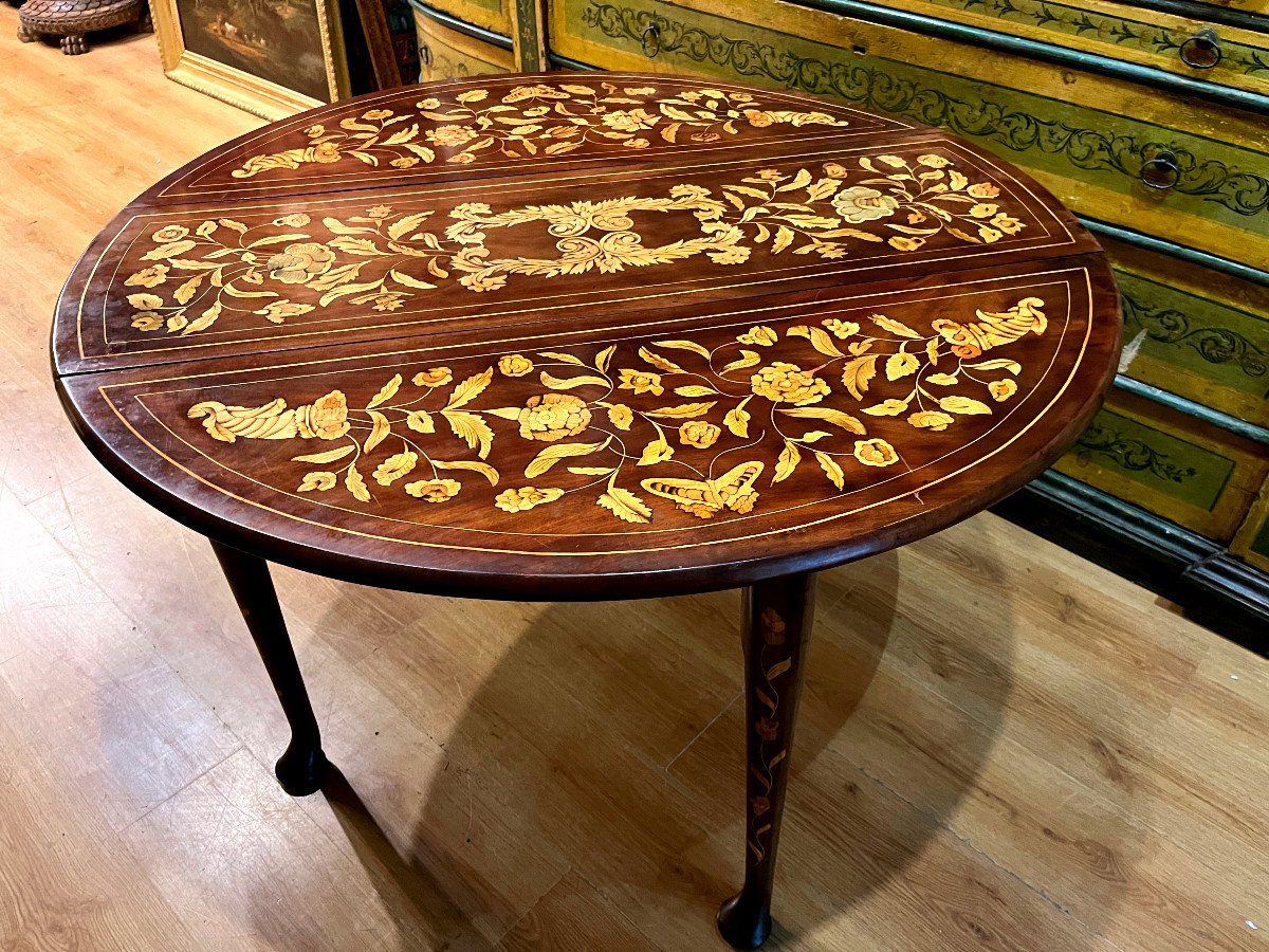 Hallandaise Gateleg Table In Veneered Wood - 19th Century.-photo-4