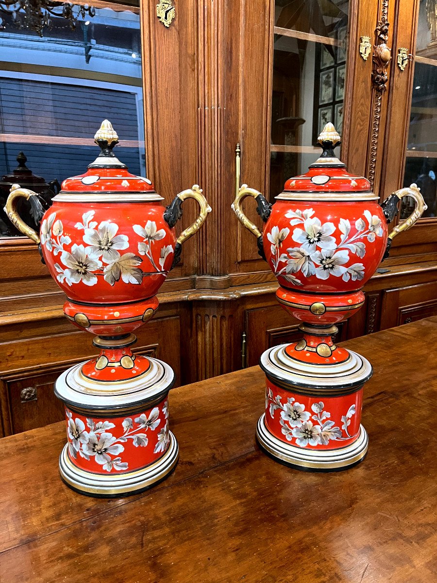 Pair Of Porcelain Pharmacy Vases - 19th Century-photo-6