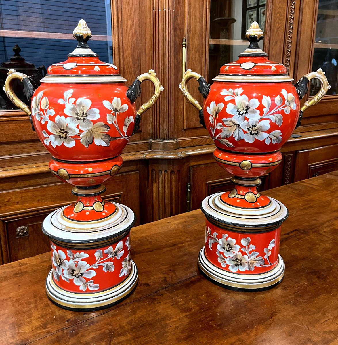 Pair Of Porcelain Pharmacy Vases - 19th Century