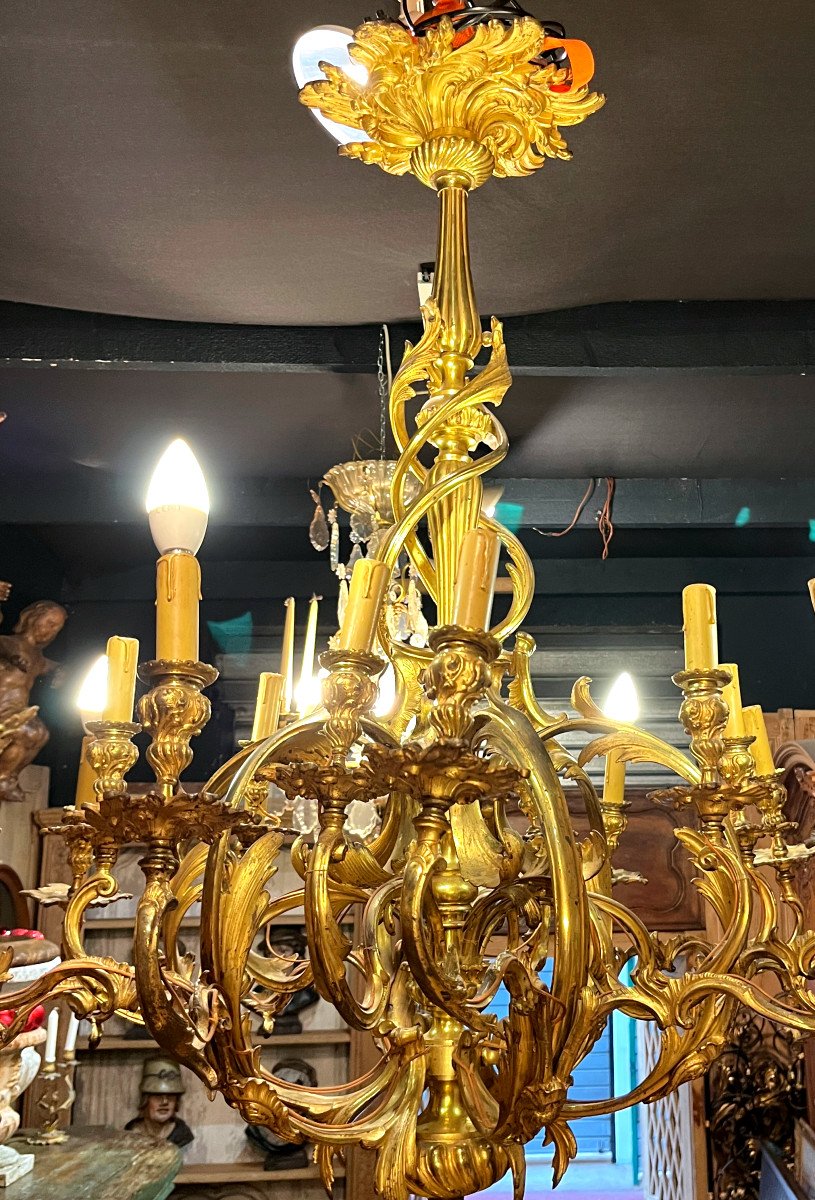 Important Gilt Bronze Chandelier - Napoleon III Period-photo-2