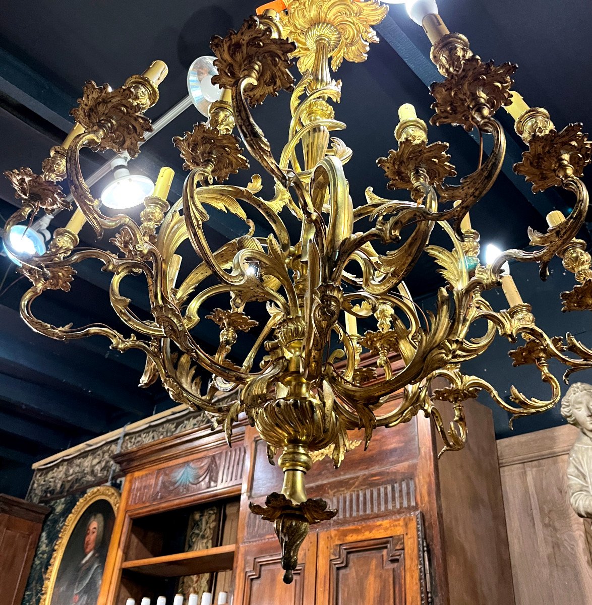 Important Gilt Bronze Chandelier - Napoleon III Period-photo-3