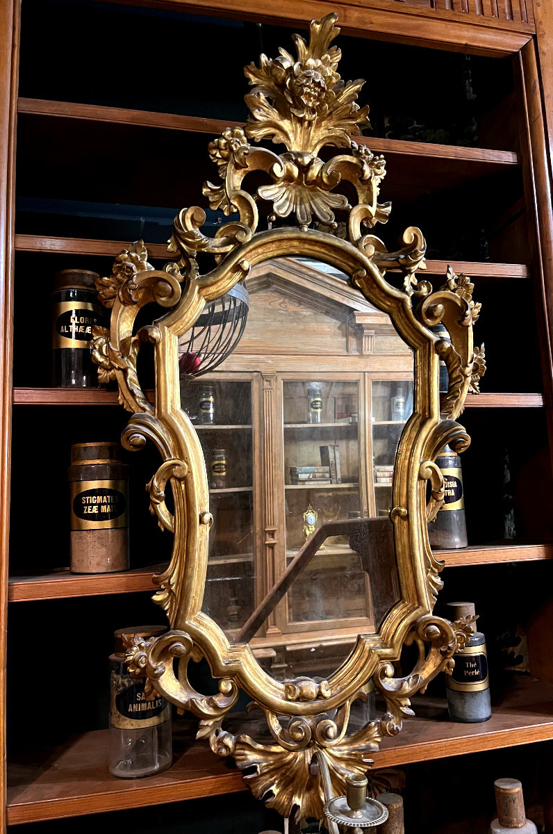 Important Pair Of Gilded Wood Mirrors With Reflectors - 18th Century-photo-2