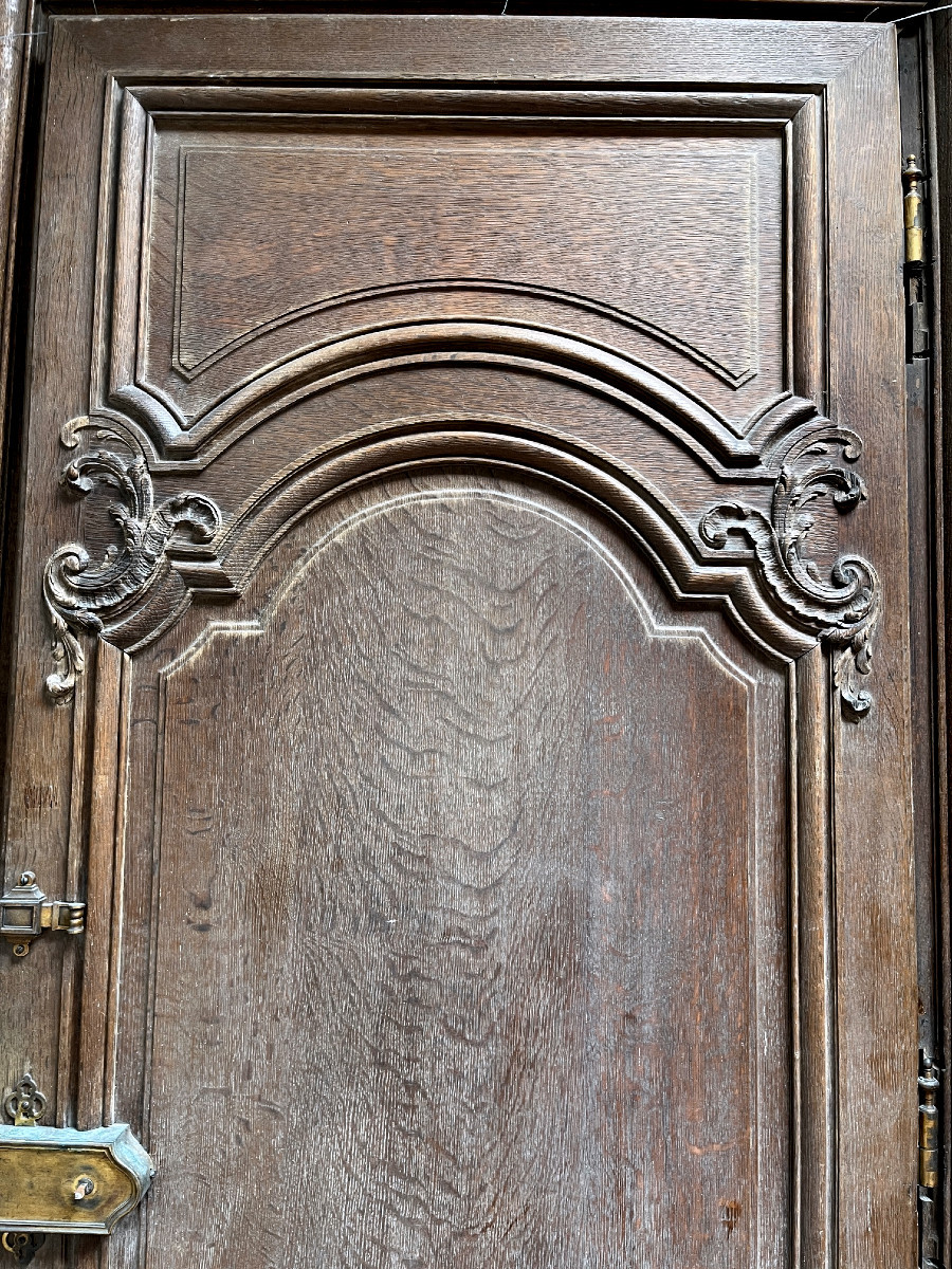 Set Of Two Carved And Paneled Oak Doors - 18th Century-photo-3