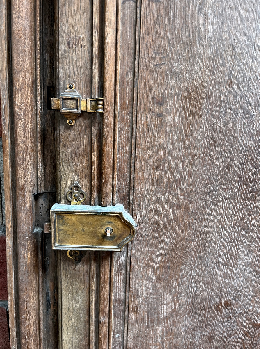 Suite De Deux Portes En Chêne Sculpté Et Panneauté -xviiième-photo-4