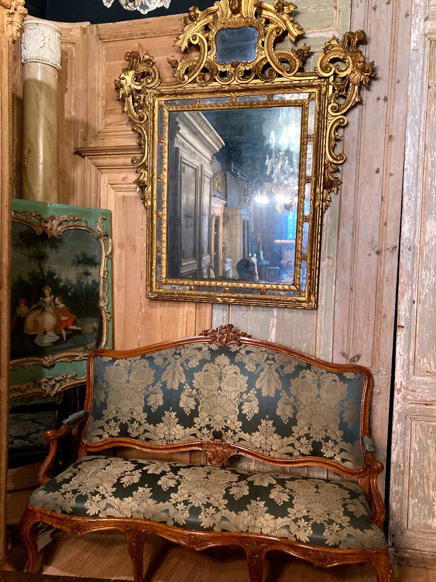 Palace Mirror With Parecloses - 18th Century Italy-photo-1