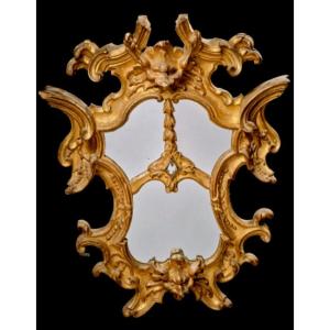 Italian Baroque Mirror In Carved Wood - Venice 18th Century