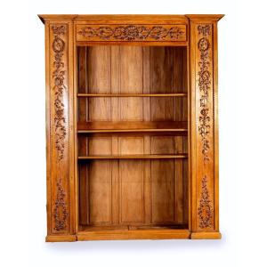 Important Oak Wood Paneled Library - Neoclassical Work