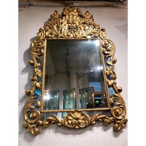 Carved And Gilded Wood Glazing Bead Mirror - Regency Period