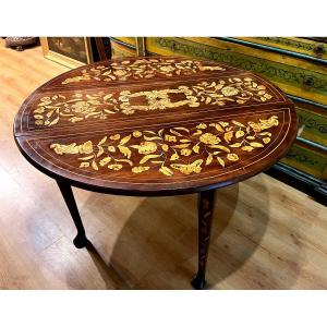 Hallandaise Gateleg Table In Veneered Wood - 19th Century.