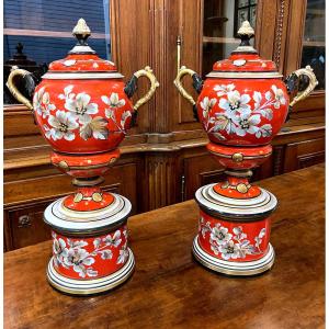 Pair Of Porcelain Pharmacy Vases - 19th Century