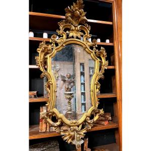 Important Pair Of Gilded Wood Mirrors With Reflectors - 18th Century