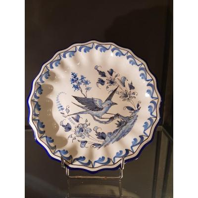 Nevers Faience Dish By  Montagnon France Blue Bird