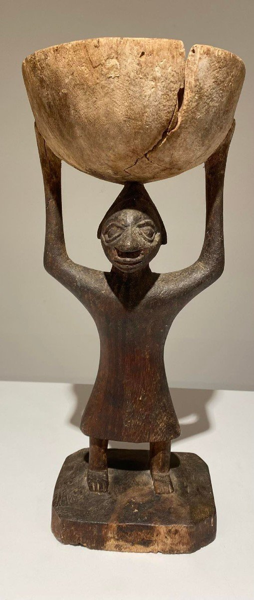 Impressionnante Ancienne Porteuse De Coupe Yoruba - Nigeria - Bénin  -Avant 1920 / 19ème Siècle-photo-3