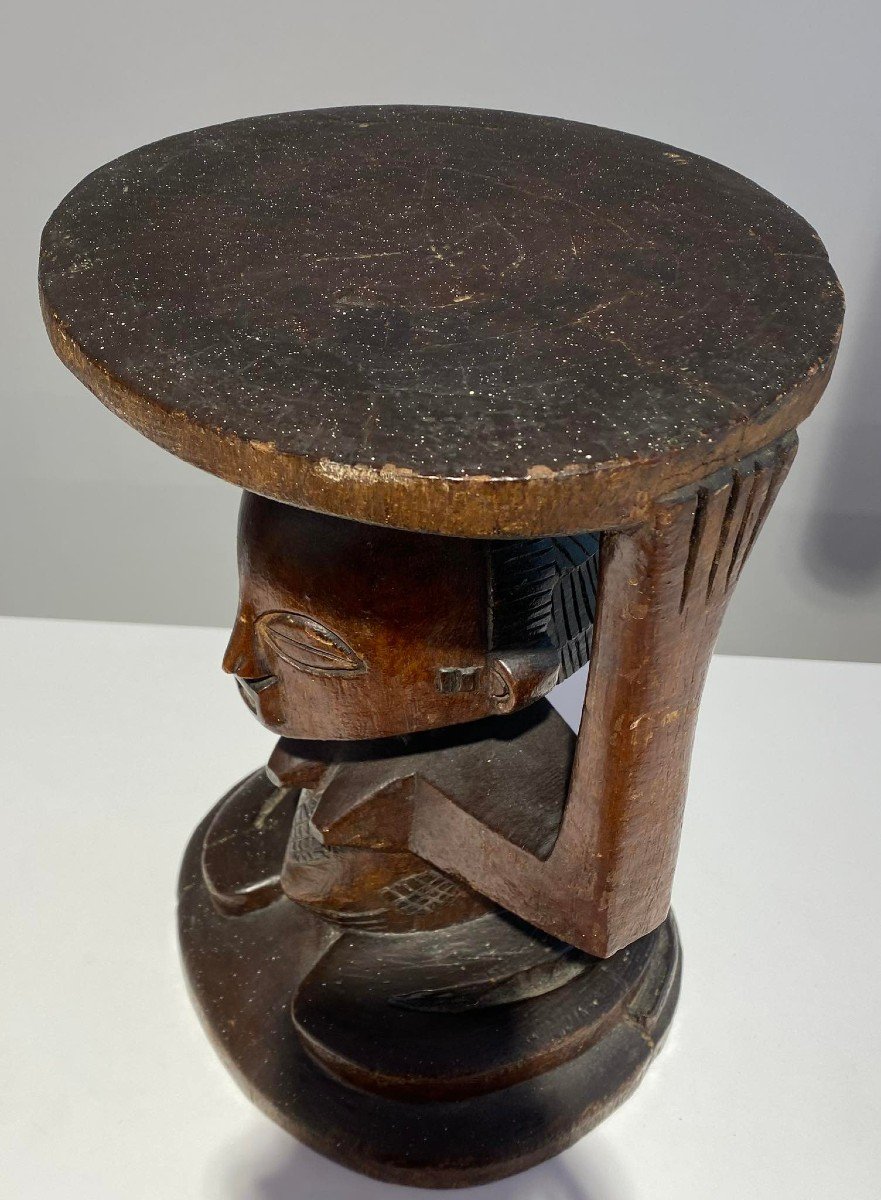 Caryatid Seat Royal Tabouret Luba Rd Congo Early 20th Century. Exceptional Piece!!!-photo-6