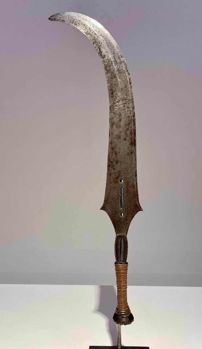 Exceptional Curved Sword Knife From The Yakoma/ngbandi Tribe Dr Congo Ubangi - Africa - Ca 1880