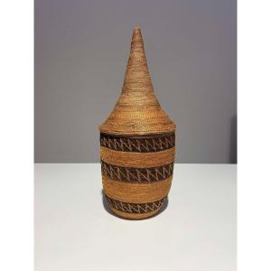 Old Tutsi Basket Ibeseke/igiseke Type - Rwanda - African Basketry - Late 19th Century Congo