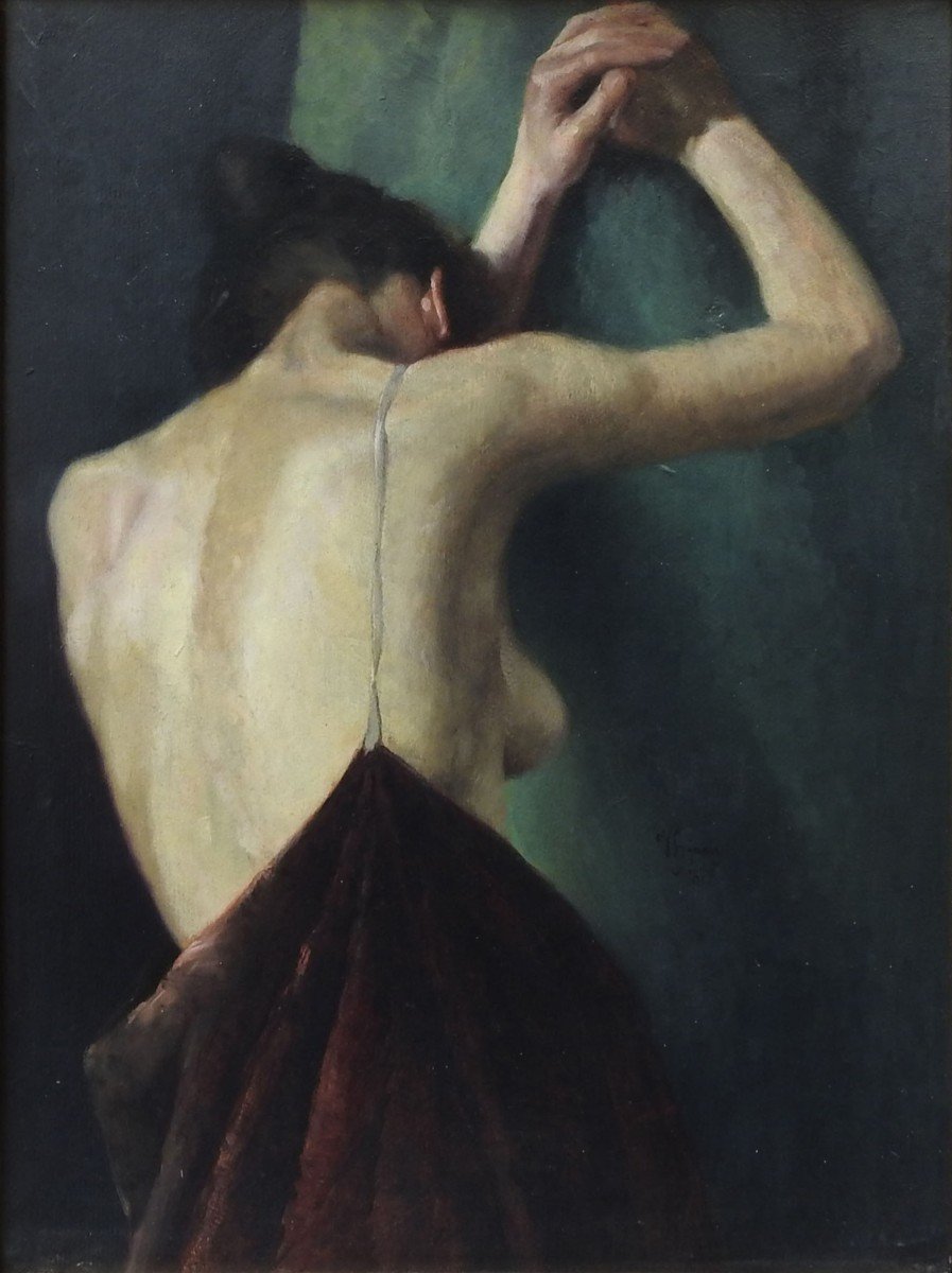 Peintre Tchèque Vojtěch Hynais 1854 Vienne - 1925 Prague "Femme Nue"-photo-2