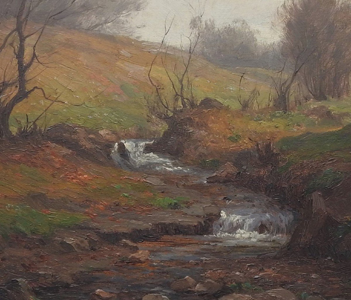 Peintre Tchèque Julius Mařák 1832 Litomyšl– 1899 Prague " Paysage Avec Un Ruisseau "-photo-4