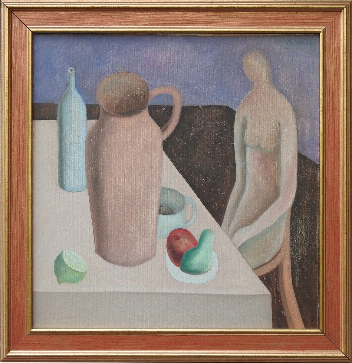 Peintre Slovaque Milan Paštéka 1931 Trenčín– 1998 Voznica "nature Morte Avec Une Femme"