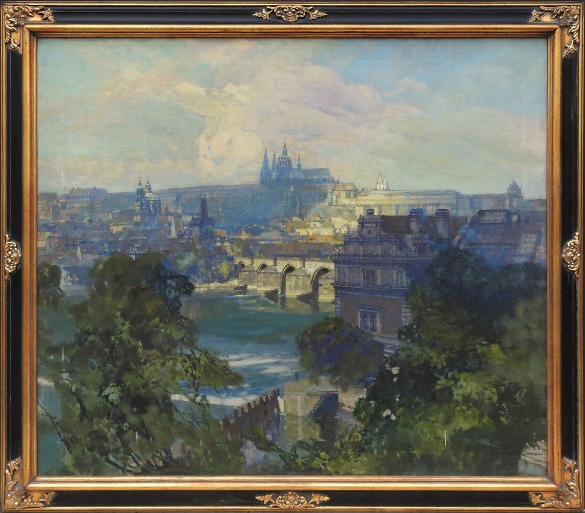 Czech Painter Prague Jaroslav šetelík 1881 Tábor– 1955 "panorama Of Prague"