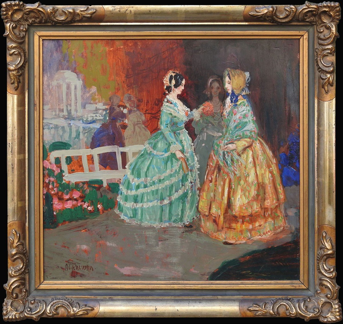 Czech Painter Alois Kalvoda 1875 šlapanice – 1934 Běhařov “ladies In The Park”