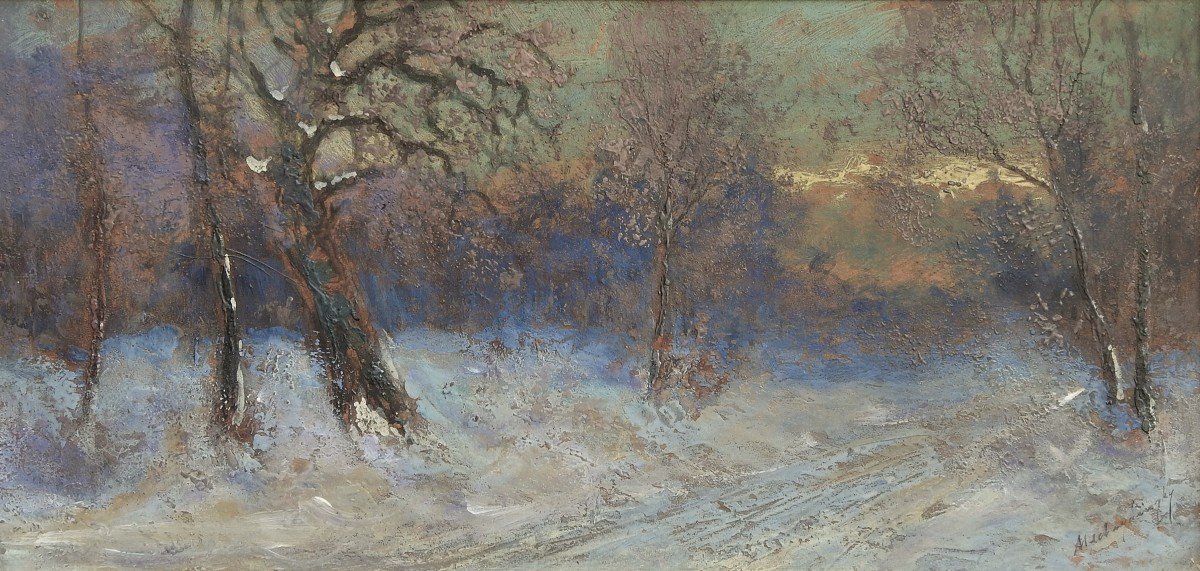 Slovak Painter Ladislav Mednyánszky 1852 Bekov – 1919 "vienna Winter Evening"-photo-2