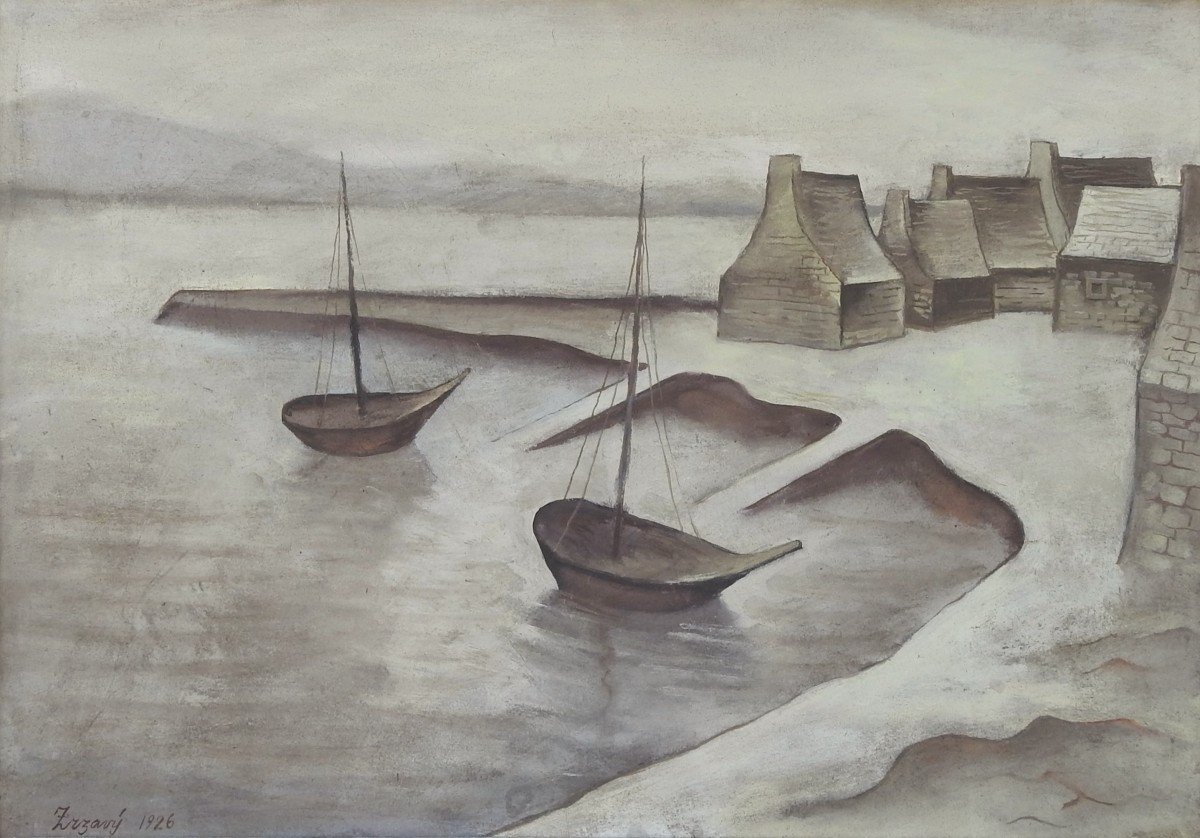 Czech Painter Jan Zrzavý 1890 Vadín– 1977 Prague  “coast ”-photo-2