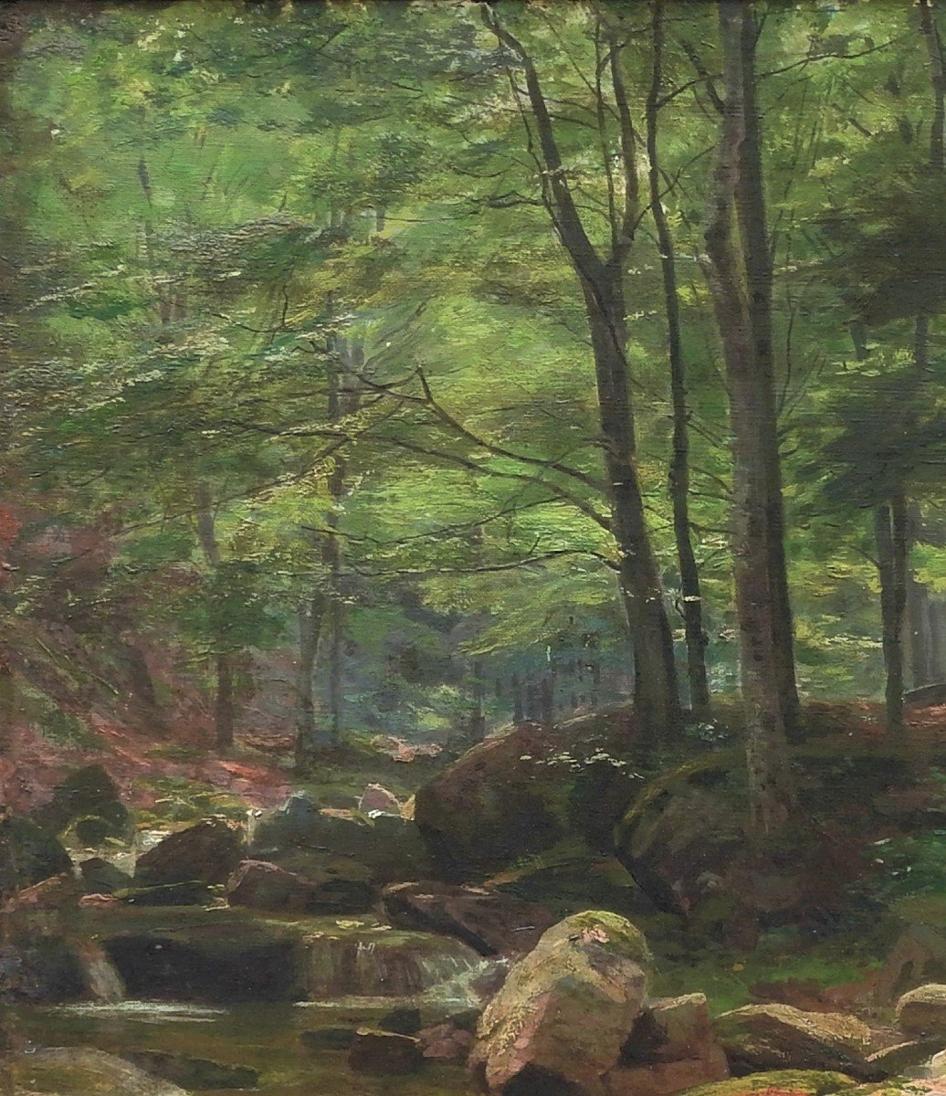  Czech Painter Julius Mařák 1832 Litomyšl– 1899 Prague "forest Landscape With A Stream"-photo-4