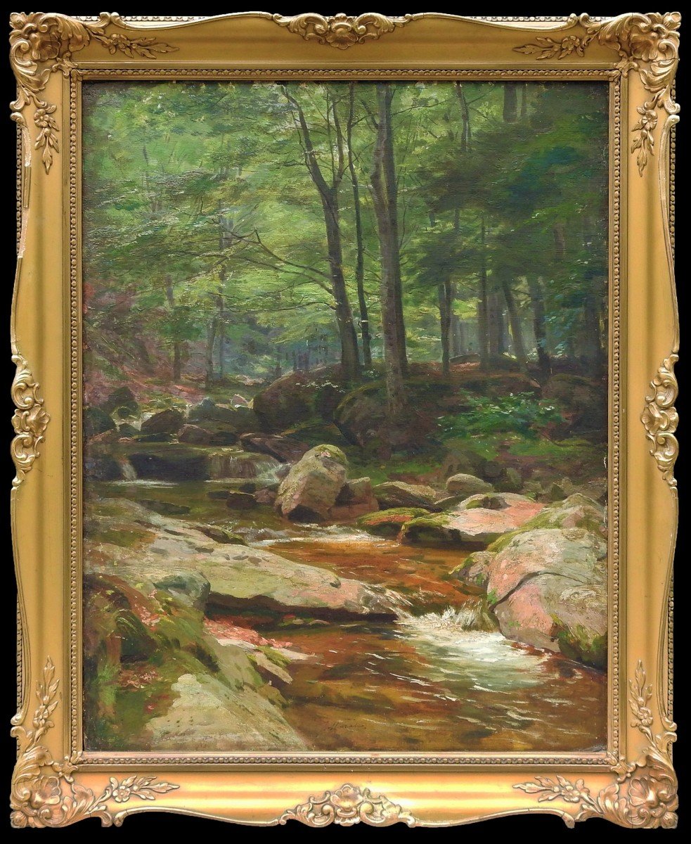  Czech Painter Julius Mařák 1832 Litomyšl– 1899 Prague "forest Landscape With A Stream"