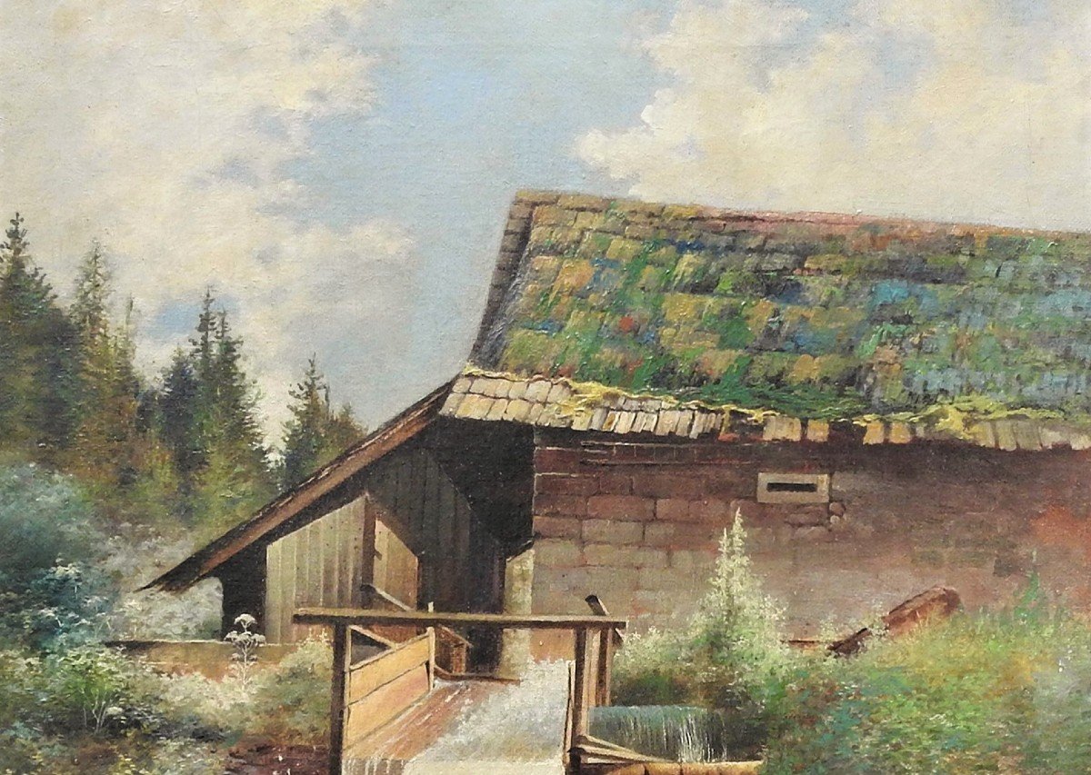 Czech Painter Bedřich Havránek 1821 Prague – 1899 Prague "watermill In The Mountains"-photo-4