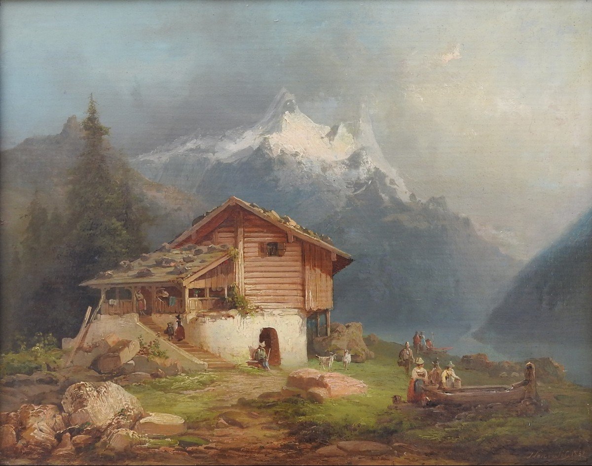 Czech Painter Josef Navrátil 1798 Slaný– 1865 Prague "alpine Landscape"-photo-2