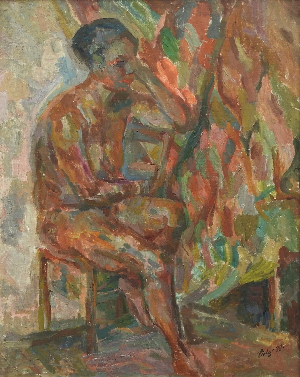 Czech Painter František Tichý 1896 Prague-– 1961 Prague "black Girl In The Studio"-photo-2