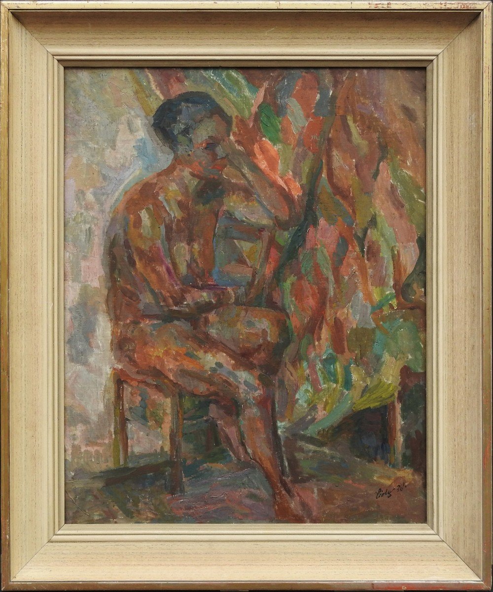 Czech Painter František Tichý 1896 Prague-– 1961 Prague "black Girl In The Studio"