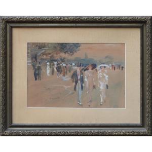 Peintre Tchèque Jan Šafařík 1886 - 1915 "promenade"