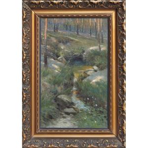 Czech Painter Julius Mařák 1832 Litomyšl– 1899 Prague "stream In The Forest"