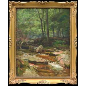  Czech Painter Julius Mařák 1832 Litomyšl– 1899 Prague "forest Landscape With A Stream"