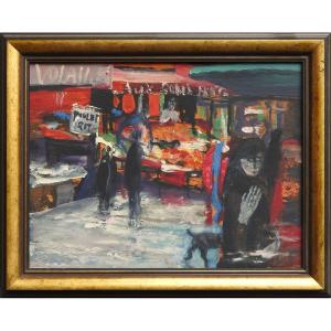 Peintre Tchèque Josef Jíra 1929 Turnov – 2005 Malá Skála "Marché De Paris"