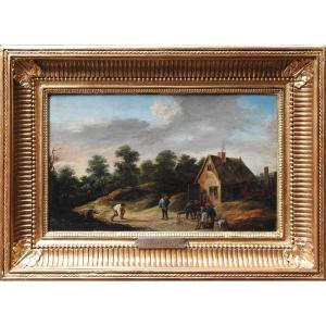 Peintre Flamand David Teniers  (Plus Jeune) 1610 Anvers – 1690 Bruxelles "Joueurs De Bowling"