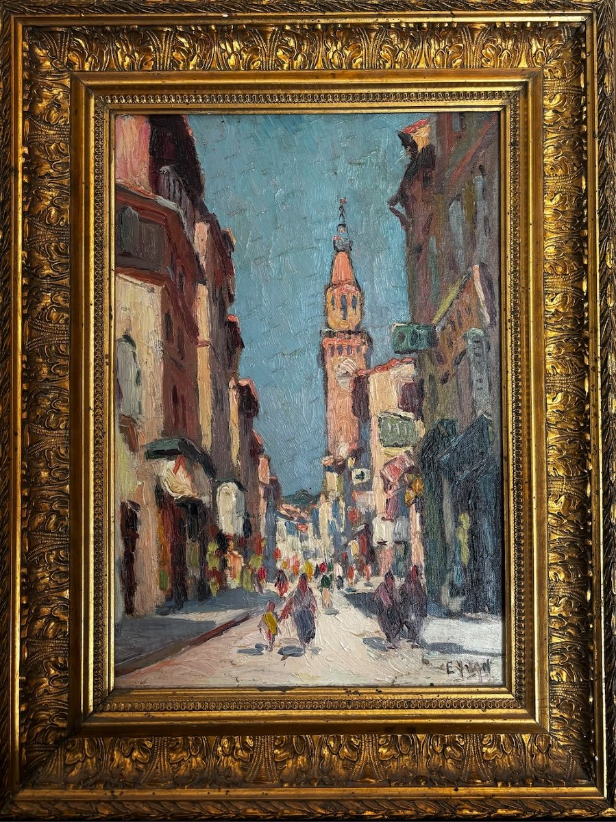 Eugène Yvan (20th Century) - Rue Carreterie In Avignon