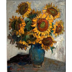 Fernand Van Den Bussche (1892-1975) - Vase Of Sunflowers