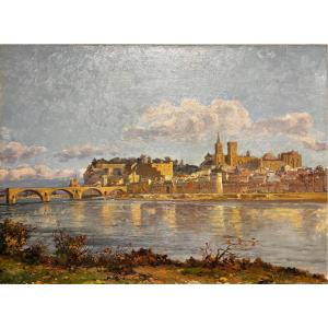 Jean-Baptiste Brunel (1844-1929) - Vue d'Avignon depuis l'île de la Barthelasse