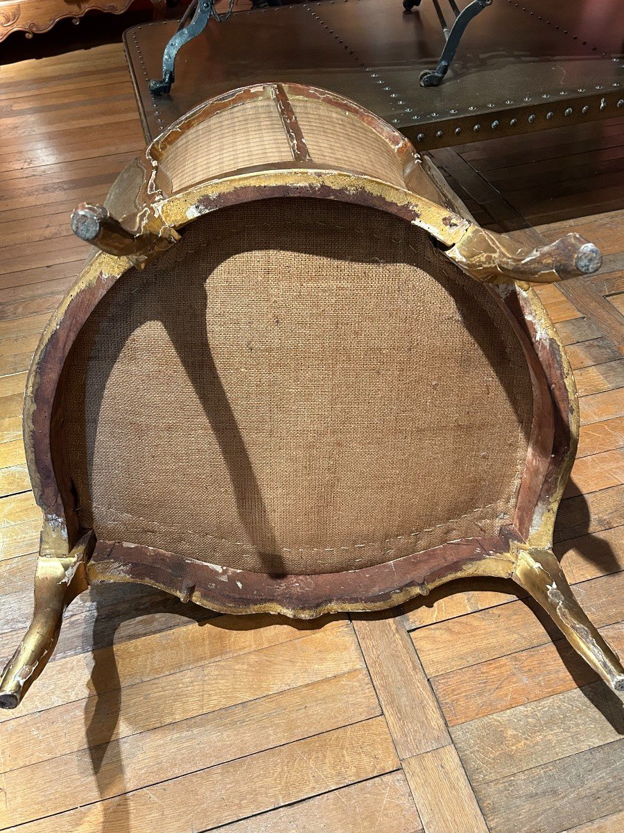 Bergère En Bois Doré Louis XV -photo-6