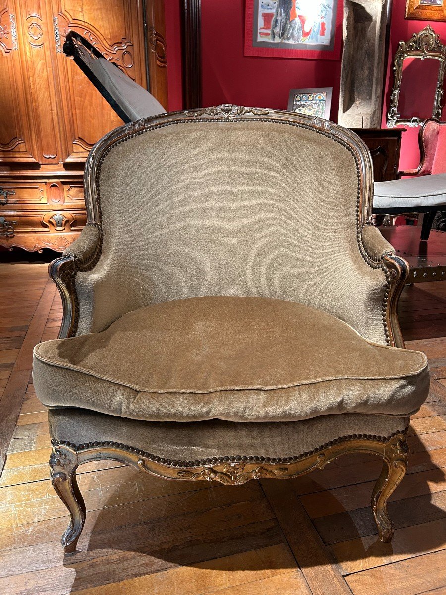 Bergère En Bois Doré Louis XV 